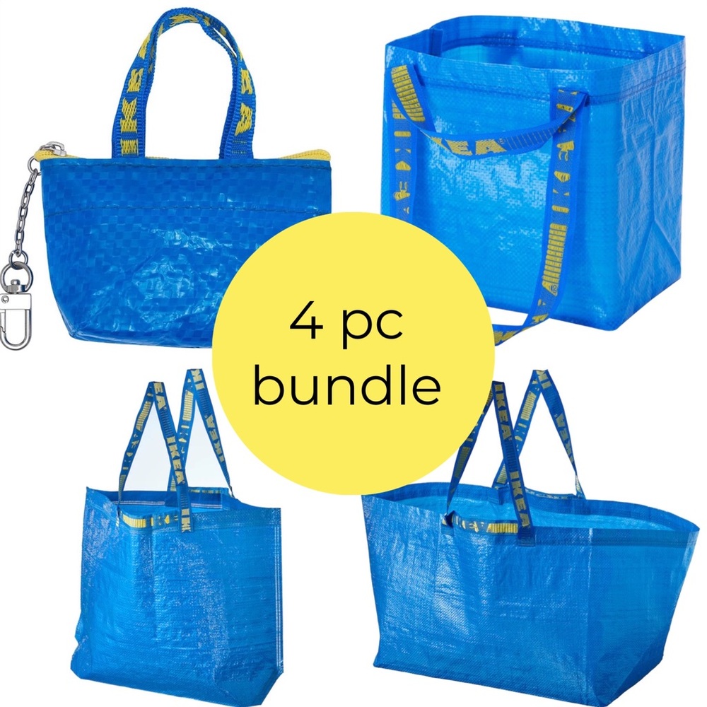 IKEA - Classic Blue Tote Collection - 4pc Bundle